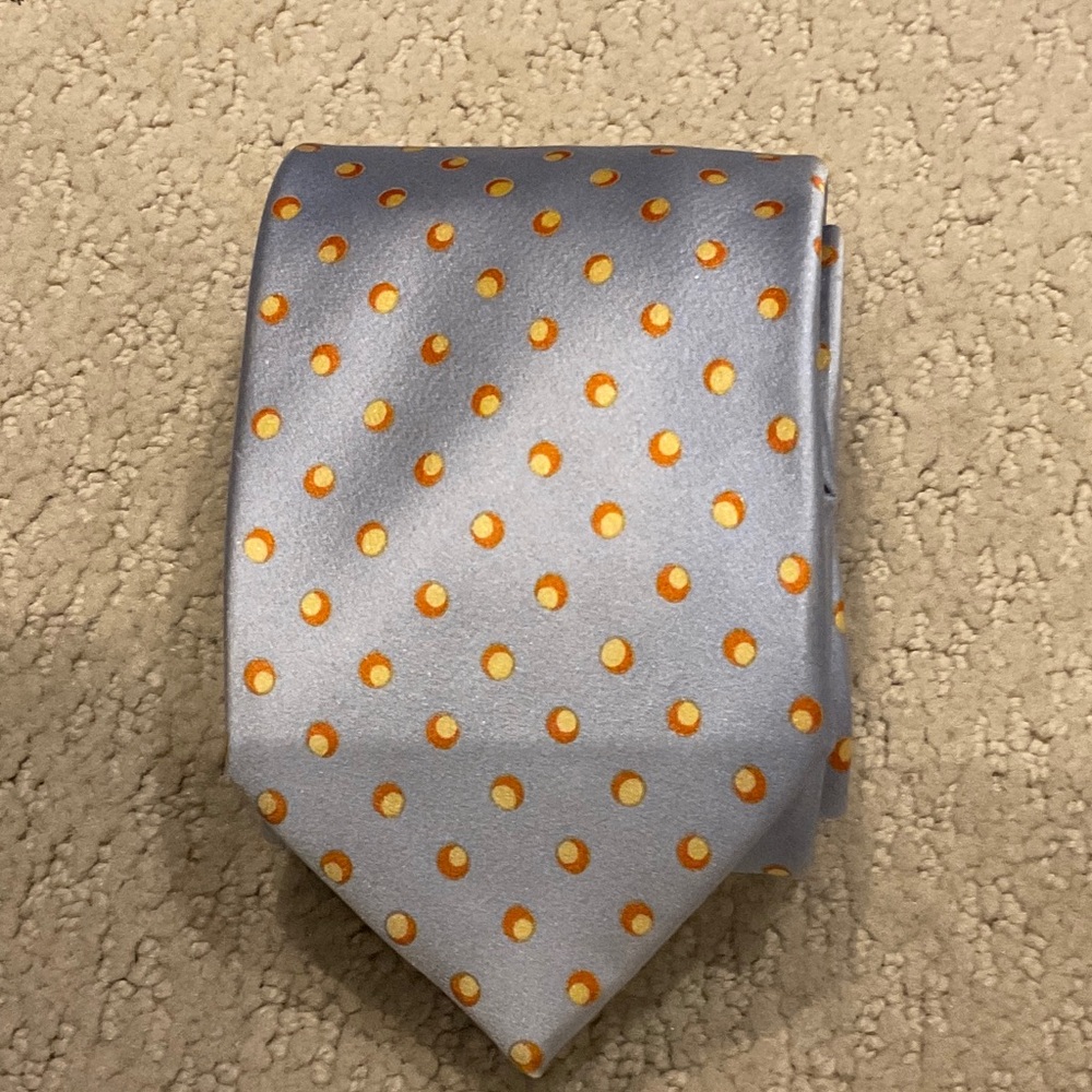 Italian Ferretti Gray and Orange Polka Dot Tie CB
